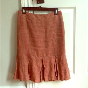 H&M women’s 4 red linen skirt w inverted pleat hem